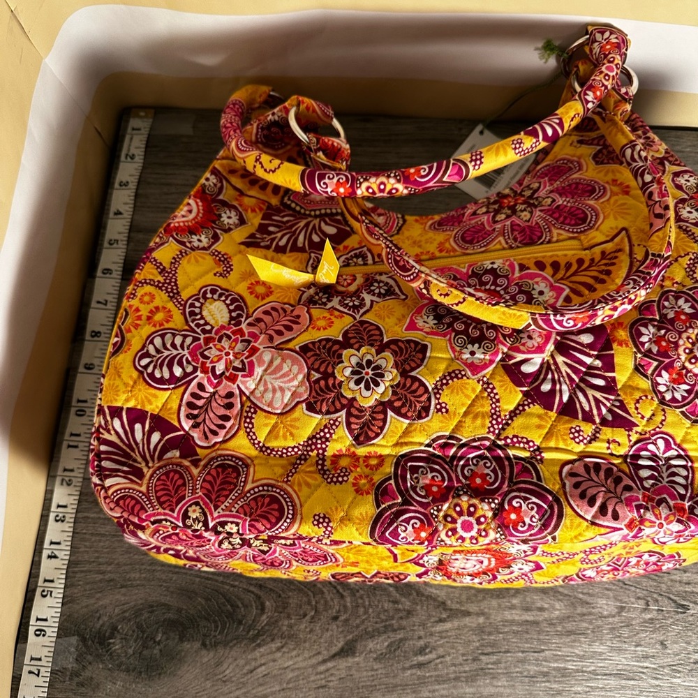 NWT Vera Bradley Large Hobo Bag; Boho Bali Gold Vintage Floral - Picture 4 of 8